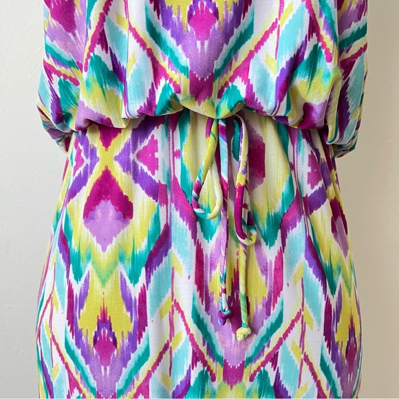 Shelby & Palmer Boho Multicolored Maxi High Low Blouson Sleeveless Dress - Picture 3 of 7